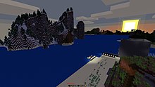 Gameplay af Minetest, et spil, der ligner Minecraft  