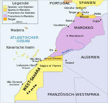 Map of Spanish Sahara with the province of Río de Oro