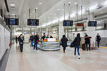 ... and at an entrance to Terminal 2.