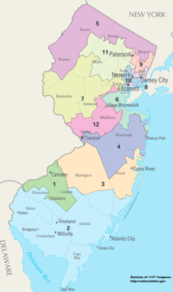 Os distritos congressionais de Nova Jersey desde 2013