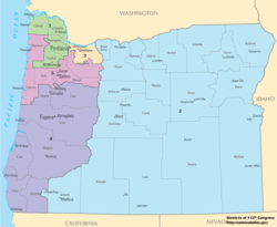 Os distritos congressionais do Oregon desde 2013