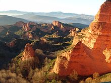 Panoramaudsigt over Las Médulas, Spanien.  