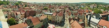 Panorama Gotha, panoramic view from the Margarethenkirche in direction of the western part of the town