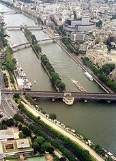 The Île aux Cygnes with the trees of the Allée des Cygnes