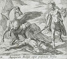 Perseus tappaa Meduusan , kuva Ovidin Metamorfoosiin, Antonio Tempesta (1630).