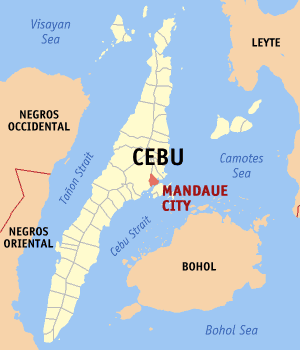 Harta provinciei Cebu cu orașul Mandaue