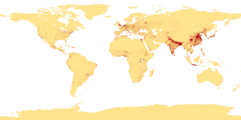 De verdeling van de menselijke wereldbevolking in 2018  