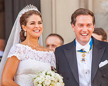 Princezna Madeleine s manželem Christopherem O'Neillem v jejich svatební den v roce 2013.