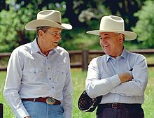 Reagan mit Gorbatschow auf Reagans Ranch, Rancho del Cielo, 1992