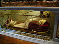 The body of The Blessed Pope John XXIII can be seen inside his tomb.