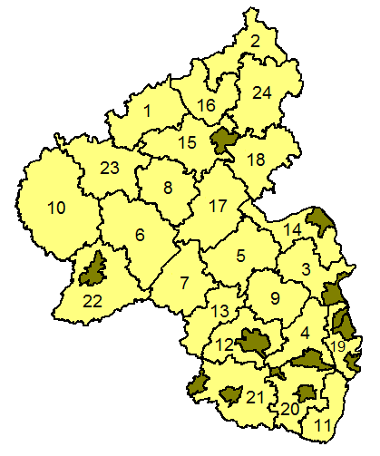 Karte der Landkreise in Rheinland-Pfalz