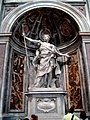 Saint Longinus carries the spear that pierced the side of Jesus.