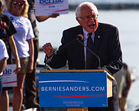 Sanders no pontapé de saída da sua campanha presidencial em Burlington, Vermont, Maio de 2015