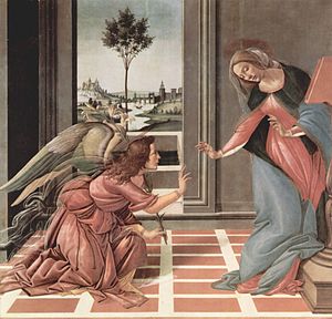 Sandro Botticellis Förkunnelse, målad 1489-1490, är ett exempel på Quattrocento-konst.