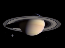 Saturn în comparație cu dimensiunea Pământului  