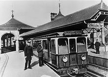 Germany's first subway: AI train with lateral power supply in Berlin's Schlesisches Tor station, 1902