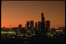 Kingdome in the Seattle skyline