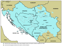 A língua servo-croata na península balcânica, em 2005