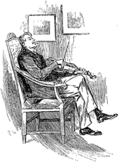 Sherlock Holmes with violin, illustration by Richard Gutschmidt, 1902