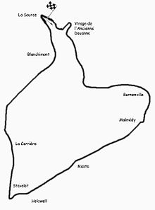 Spa-Francorchamps, cu o lungime de 9 mile, folosit între 1925 și 1939