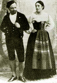 Stagno en Bellincioni als Tiriddu en Santuzza in de eerste voorstelling, 1890