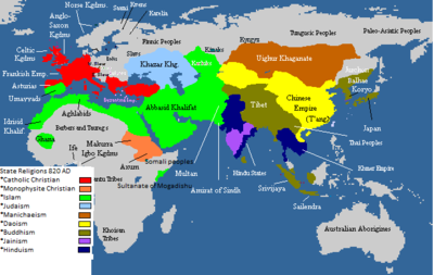 Staatsreligies in 820 AD - Oeigoer Khaganate is Manichaean