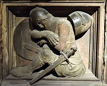 Knight in armor and weapons