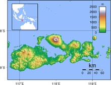 Topography of Tambora and its surroundings