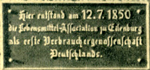 Plaque at the former inn Zur Rose: "Here the Food Association of Eilenburg was founded on 12.7.1850 as the first consumer cooperative in Germany".