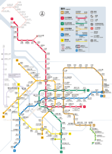 Aktuelt kort over Taipei Metro  