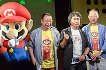 Takashi Tezuka, Miyamoto ja Koji Kondo, 2015.  