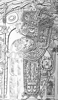 Kongen af Tikal fra træloftet i Tempel III. Afbildning af enten "Yax Nuun Ayin II" eller "Dark Sun"