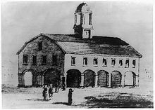 De Old Royal Exchange, in New York City, waar het Hooggerechtshof in februari 1790 voor het eerst bijeenkwam.  