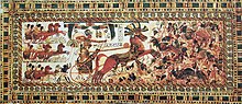 Tutankhamun fighting the Asiatics - chest from the Valley of the Kings, painted around 1355 BC.