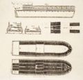 Drawing of a large, four-level slave ship
