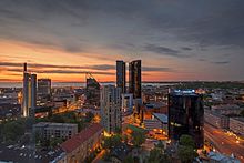 The new skyline of Tallinn. Dominating are the twin towers of the Swissôtel Tallinn