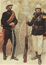 Pod koniec XIX wieku francuscy marines (oficerowie i szeregowi).
