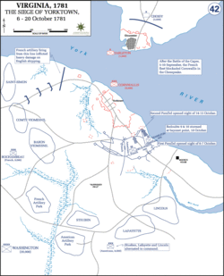 Mapa obliehania Yorktownu
