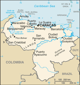 An enlargeable basic map of Venezuela