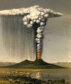 Un dipinto del 1822 che raffigura l'eruzione del 79 d.C. del Vesuvio.