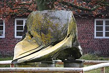 Weathered skull with upper jaw of a toothed whale (sperm whale) in Kongsmark on Rømø, Denmark