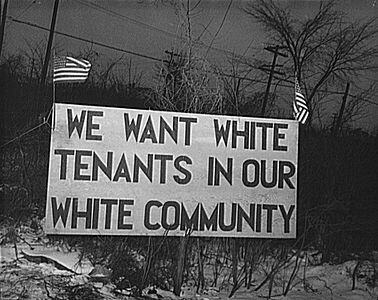 Sign at a housing project in Detroit (1942)