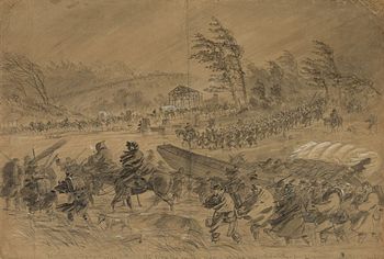 El Ejército del Potomac en movimiento. Dibujado cerca de Falmouth, Virginia, 21 de enero de 1863