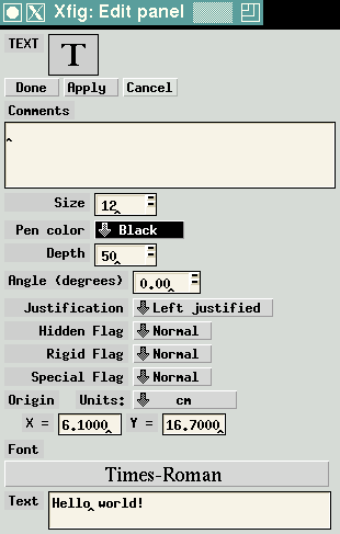 Caret as writing mark in Xfig