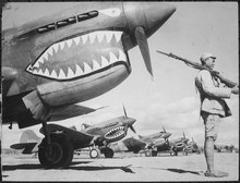 Curtiss P-40E of the 75th Fighter Squadron, 23rd Fighter Group at Hengyang, July 1942. The aircraft previously belonged to the 2nd Pursuit Squadron of the Flying Tigers.