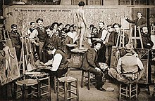 Art students painting nudes at the École des Beaux-Arts, late 19th century